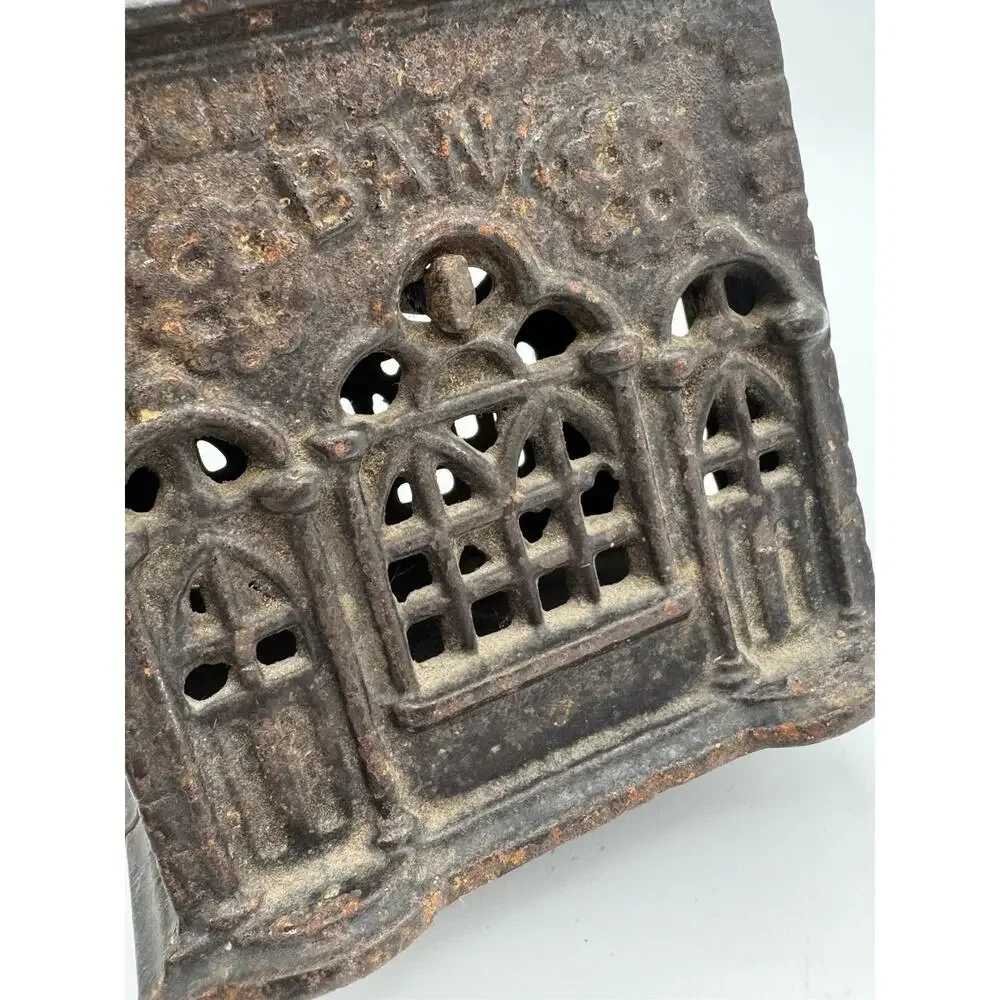 Antique Still Bank Cast Iron House Shape 5